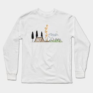 ClipArt Winter Wonderland Night Graphic Graphic Long Sleeve T-Shirt